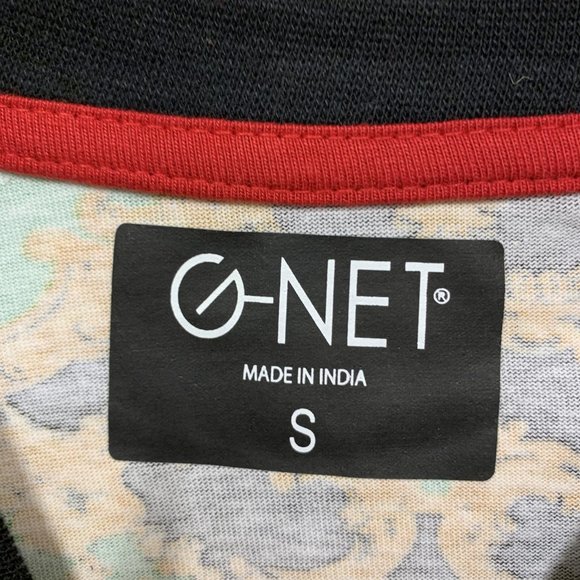 G-Net Young Men's Black Mint Green Gold Indian Style Short Sleeve T-Shirt - Picture 3 of 6